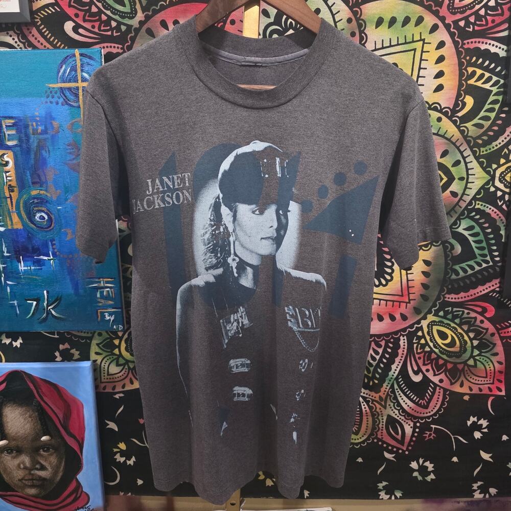 Rare Vintage 90s Janet Jackson Rhythm Nation 1814 World Tour Band T Size Medium